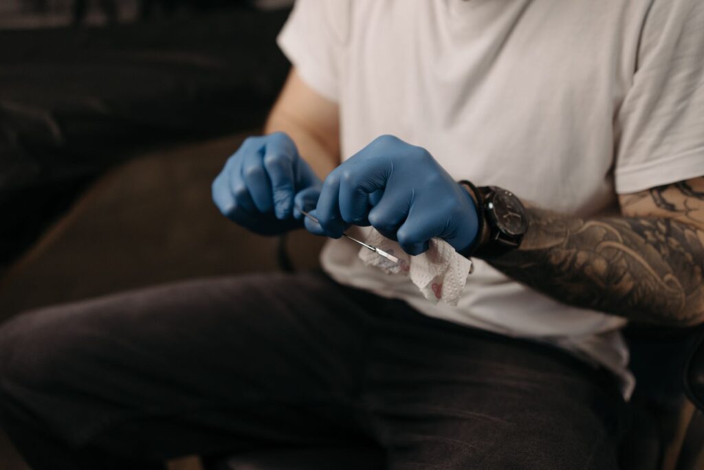 Professional sterilization and sanitation equipment in tattoo studio